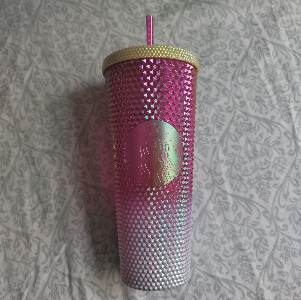 NWT Starbucks Pink and Gold Studded Tumbler